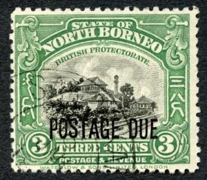 North Borneo SGD67 3c opt Post Due No Sure about this Postmark