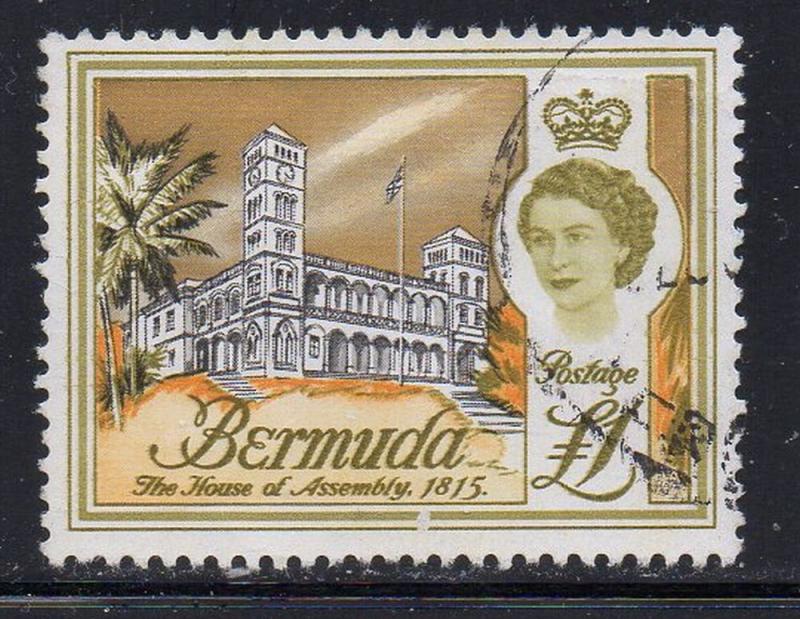 Bermuda Sc 191 1962  £1 House of Assembly & QE II stamp  used