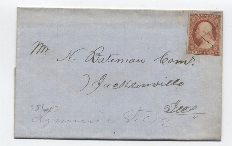 1853 Lynnville IL manuscript postmark #11 folded letter [h.5373]