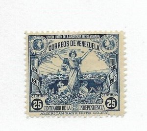VENEZUELA 1910 CENTENARY OF INDEPENDENCE HISTORY 25 C BLUE MINT HINGED SC 249