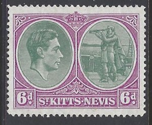 St Kitts-Nevis, Scott #85; 6p King George VI, MLH