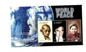 St. Vincent 2004 - Scott# 3445 - Gandhi, World Peace - Sheet of 3 Stamps - MNH