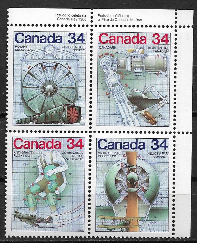 1986 Canada 1102a Canada Day/  lnvention Blueprints MLH