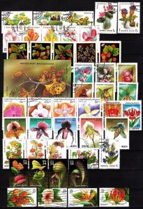 WORLD 1980-99 FLORA: Flowers Collection. 10 Complete Sets and 1 S/sheet, Used