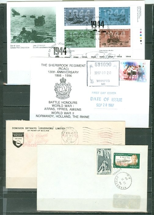 CANADA LOT of (4) MILITARY  COVERS...HISTORIC