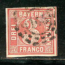 German States Bavaria Scott # 10, used