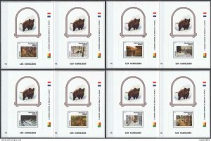 N0604 Imperf 2014 Wild Boars Art Wild Animals !!! Red Print 8Bl Mnh