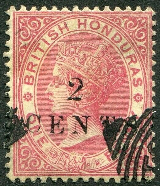 BRITISH HONDURAS-1888 2c on 1d Rose Sg 27 GOOD USED V48354