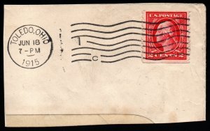 U.S. #444 VF Used on Piece w/ 6-18-15 Toledo Machine Cancel