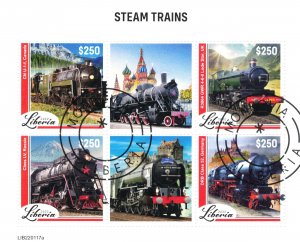 LIBERIA 2022 - Trains / complete set (sheets+block) - 3 scans