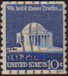 USA 1973 Sc#1520 10c Blue Jefferson Memorial Declaration USED.