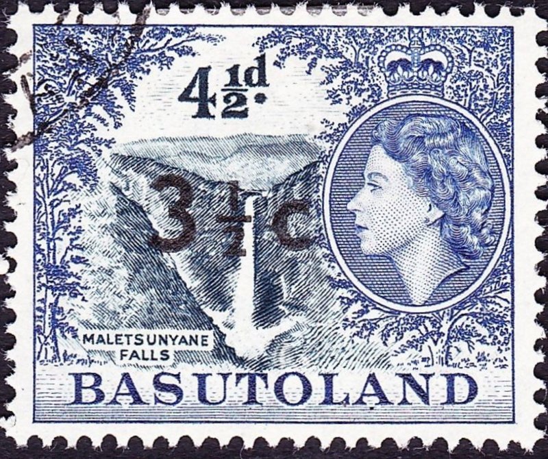 BASUTOLAND 1961 QEII 3½c on 4½d Indigo & Deep Ultramarine SG62 FU