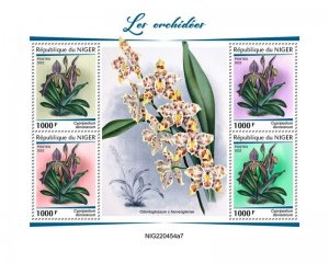 Niger - 2022 Orchids, Cypripedium Denisianum - 4 Stamp Sheet - NIG220454a7