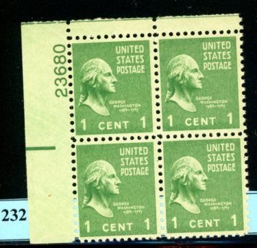 PKStamps - USA - 804 - MNH - Plate Block #25-232