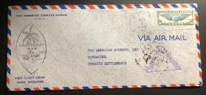 1941 Guam First Flight Censored cover FFC To Singapore Straits Settlements