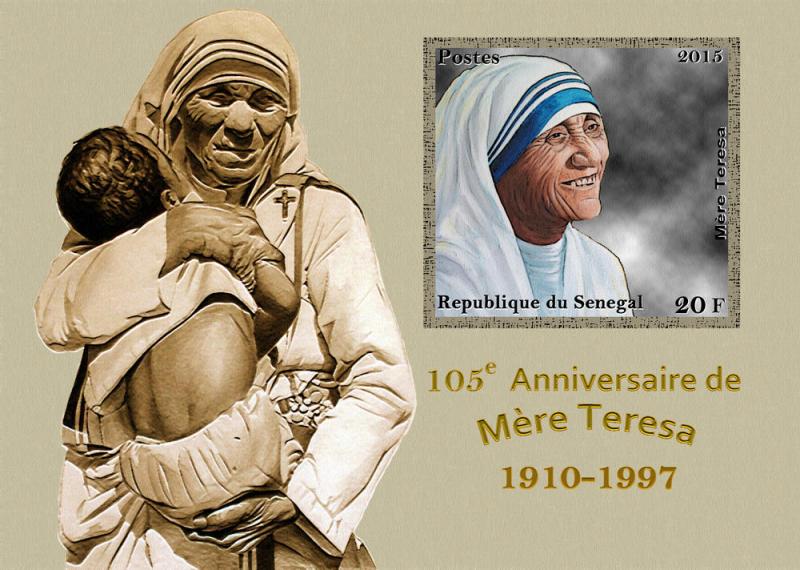 SENEGAL SHEET IMPERF MOTHER MERE TERESA CALCUTTA NOBEL PRIZE