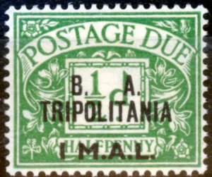 Tripolitania 1950 1l on 1/2d Emerald SGTD6 Fine MNH
