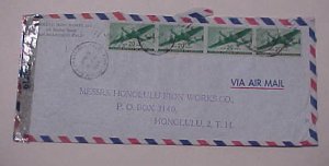 HAWAII  CENSORED  COVER 1944 TO US 80cents AIRMAIL