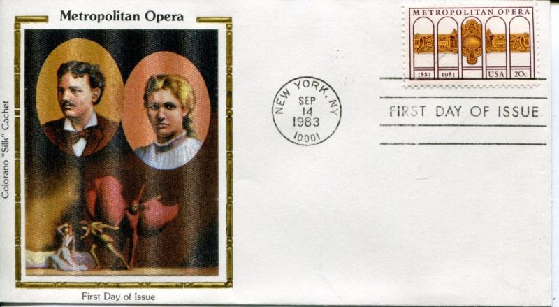 US FDC Scott #2054 Metropolitan Opera. Colorano Silk Cachet. Free Shipping.