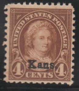 U.S. Scott #662 Martha Washington - Kansas Overprint Stamp - Mint Single