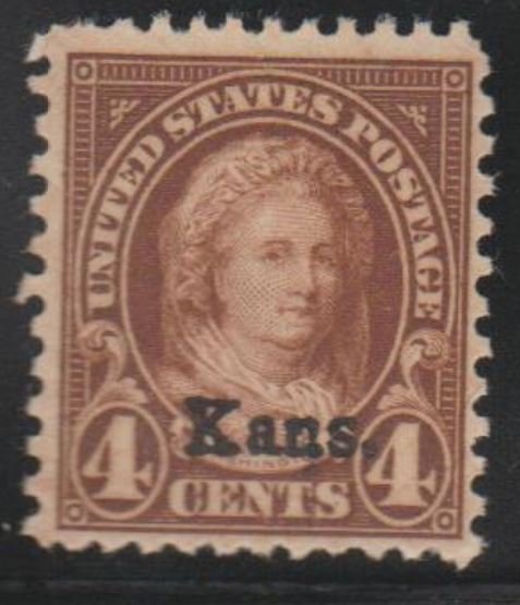 U.S. Scott #662 Martha Washington - Kansas Overprint Stamp - Mint Single