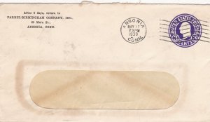 U.S. FARREL-BIRMINGHAM CO,INC Ansonia,Conn. 1933 Cancel Pre Paid Cover Ref 47731