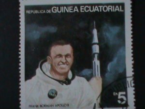 ​GUINEA EQUARTORIAL-1978-SPACE HEROES CTO PAIR FANCY CANCEL- VF-LAST ONE