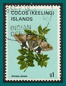 Cocos 1982 Butterflies Moths 1, $1 used  #100,SG97