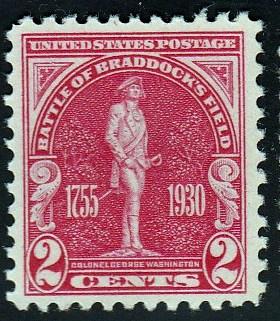 U.S. #688 Battle of Braddock Field, Military. Unused, NG