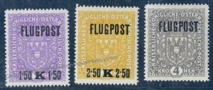 Austria 1918 Airmail Wappen Arms Overprint Set Mi225I-227I MNH 110478