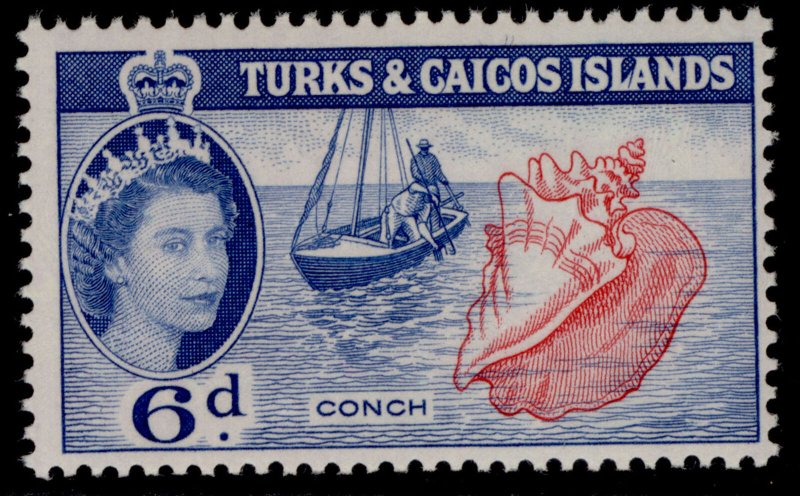 TURKS & CAICOS ISLANDS QEII SG244, 6d carmine-rose & blue, NH MINT.