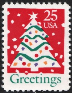 SC#2515 25¢ Christmas Tree Single (1990) MNH