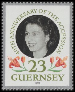 Guernsey 552 40th Anniversary of the Accession 23p single MNH 1992