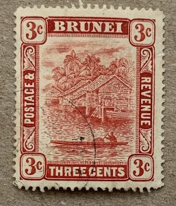 Brunei 1908 3c carmine. Full date BELAIT 4 JUL 1913 cancel.  Scott 18. SG 37