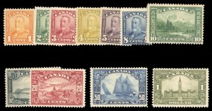 Canada #149-159 Cat$743.15, 1928-29 1c-$1, complete set, hinged, 10c with fai...