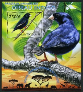 TOGO  2013 WILD ANIMALS OF WEST AFRICA  INDIGO BIRDS  SOUVENIR SHEET  MINT NH