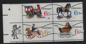 1418c 6c Christmas Toys Precancels Block of 4