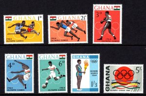 Ghana #179-185a MNH Olympics 1964 complete set + Souvenir Sheet