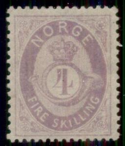 NORWAY #19 (19) 4sk lilac, og, LH, VF, Scott $19.00