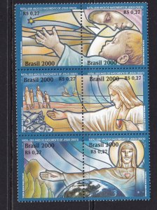 BRAZIL 2000 - Christmas MNH Block of 6 Stamps # 2773