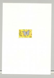 Grenada Grenadines #681 Butterflies 1v Imperf Proof Hi Value Definitive on Card