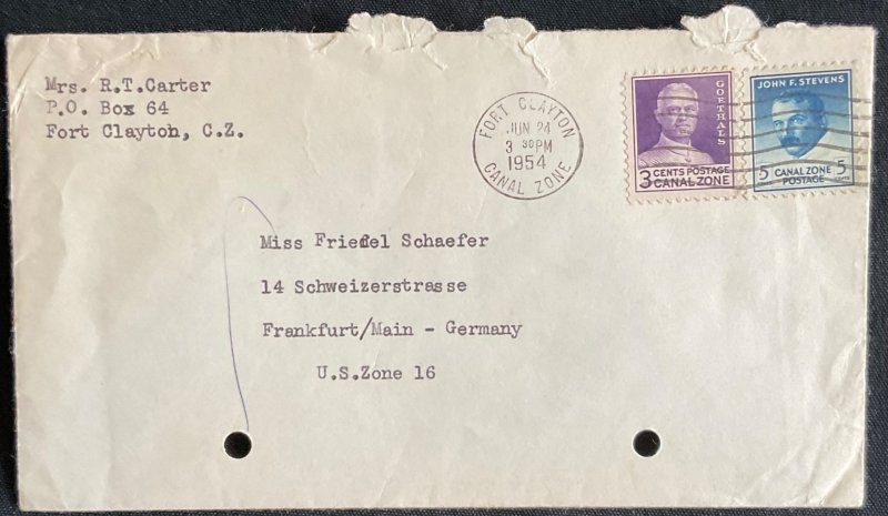 Canal Zone #117/139 Cover From CZ to Germany 6/24/1954 Addressed