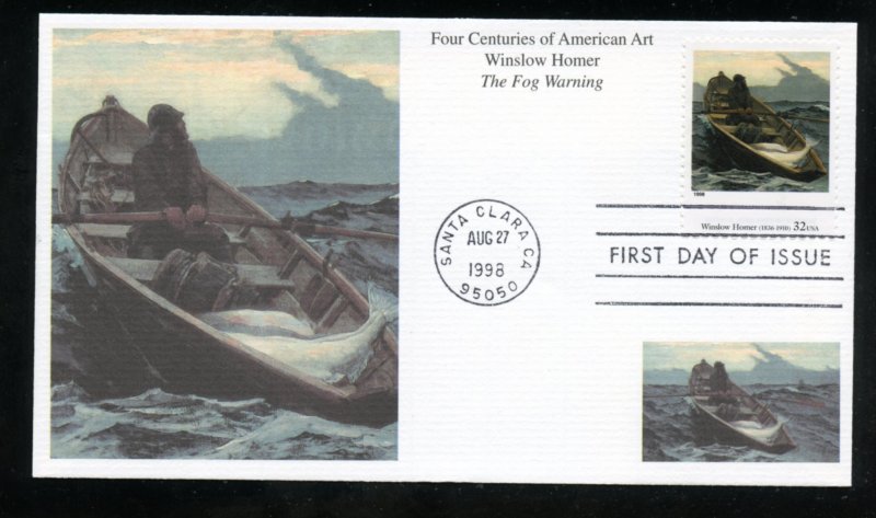 US 3236j American Art The Fog warning UA Mystic cachet FDC