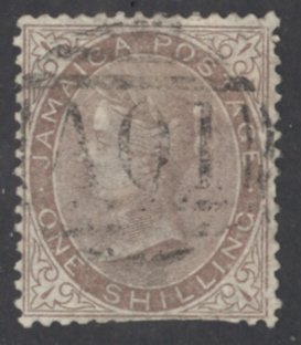 Jamaica Sc# 6 Used (a) 1860-1863 1sh brown Queen Victoria