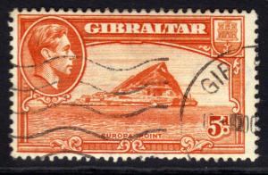 Gibraltar 1938 - 51 KGV1 5d Red Orange Europa Point SG 125c ( H1313 )