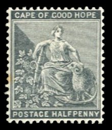 Cape of Good Hope #32 Cat$42.50, 1882 1/2p gray black, hinged, toned spot