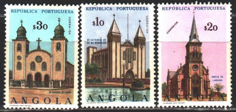 Angola. 1963. 483-86 of the series. Churches, architecture. MLH.