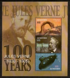 Lesotho 2005 - Jules Verne Writer - Sheet of 3 Stamps - Scott #1377 - MNH