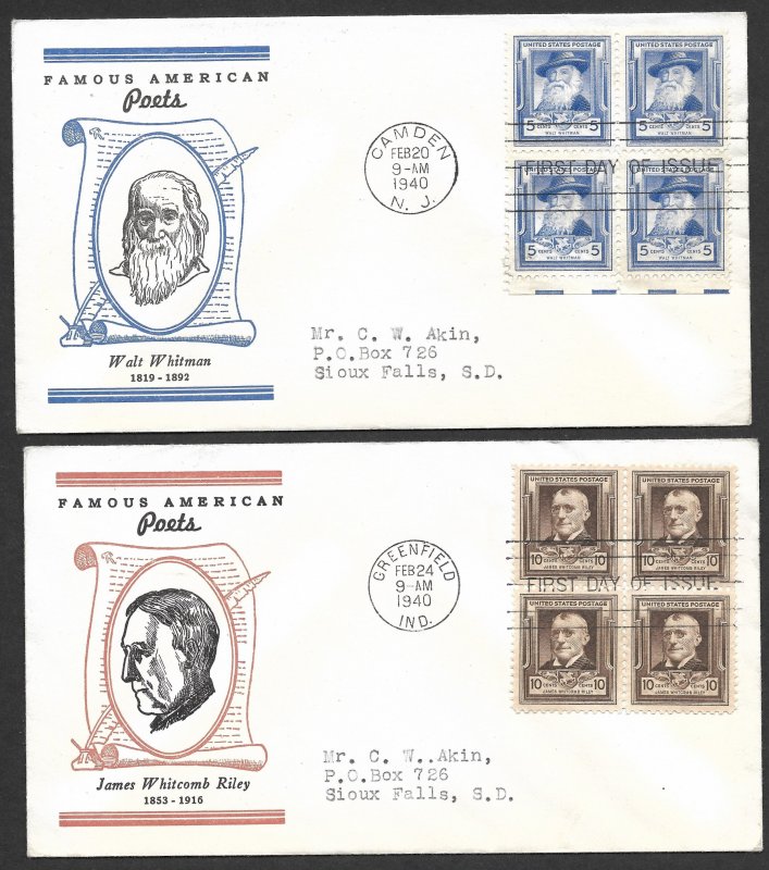 Doyle's_Stamps: Complete Akins Famous Americans Linnprint Cache FDC Set