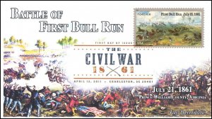AO-4523-1, 2011, First Battle of Bull Run, FDC, Add-on Cachet, DCP, Civil War 